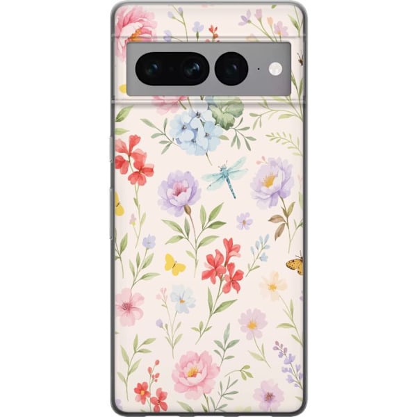 Google Pixel 7 Pro Läpinäkyvä kuori Kukat