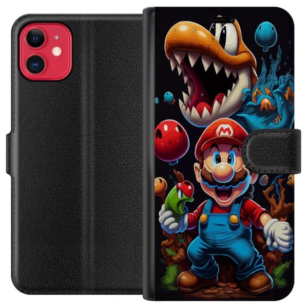 Kompatibel Tegnebogsetui til Apple iPhone 11 Mario og venner
