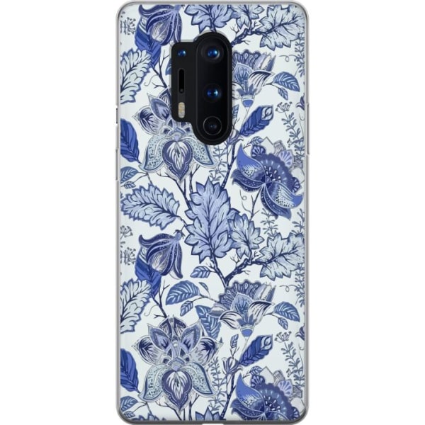 OnePlus 8 Pro Gennemsigtig cover Blomster Blå...