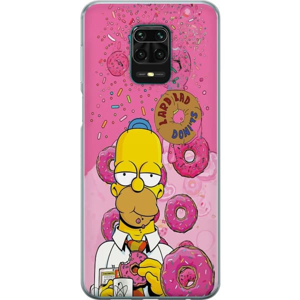 Kompatibel Mobilcover til Xiaomi Redmi Note 9 Pro Homer Simpson spiser lyserøde donuts mod en farverig baggrund pink