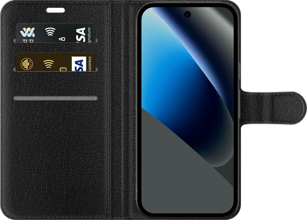 Kompatibel Tegnebogsetui til Google Pixel 10a Blåt modstanderslogan - Stort lyseblåt supporterslogan over lodrette blå striber blå