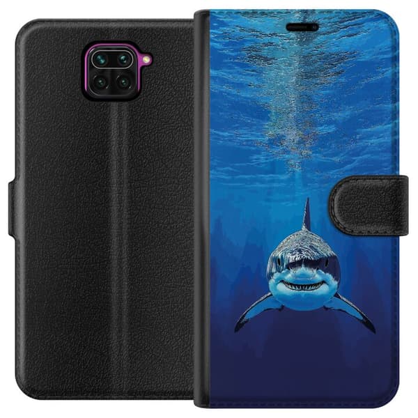 Kompatibelt Plånboksfodral till Xiaomi Redmi Note 9 Närbild av en vithaj under vattnet blå