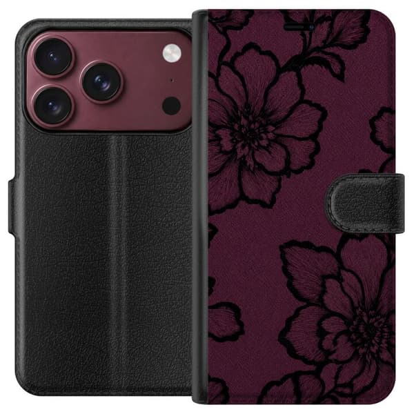 Kompatibel Tegnebogsetui til Apple iPhone 18 Pro Max Brombærblomst lilla