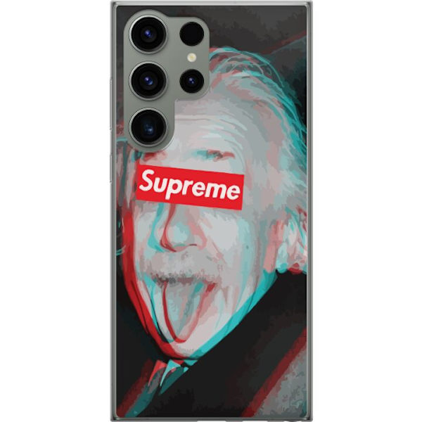 Samsung Galaxy S23 Ultra Genomskinligt Skal Supreme Albert Einstein 3D Motiv Streetwear Design Populär Vetenskap Ikoniskt Grafiskt Urban Art