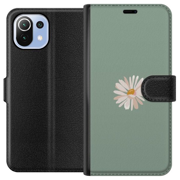 Xiaomi Mi 11 Lite Tegnebogsetui Grøn Minimalblomst - stilfuld