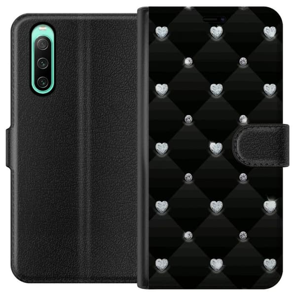 Kompatibelt Lommeboketui til Sony Xperia 10 IV Bling Hjerte