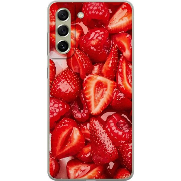 Samsung Galaxy S21 FE 5G Läpinäkyvä kuori Mansikkakuviointi - makea motiivi kesäfiiliksellä
