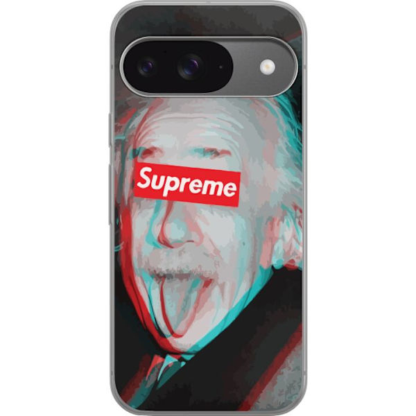 Google Pixel 9 Läpinäkyvä kuori Supreme Albert Einstein 3D Motiivi Katumuoti Suunnittelu Suosittu Tiede Ikoni Kaupunkitaide