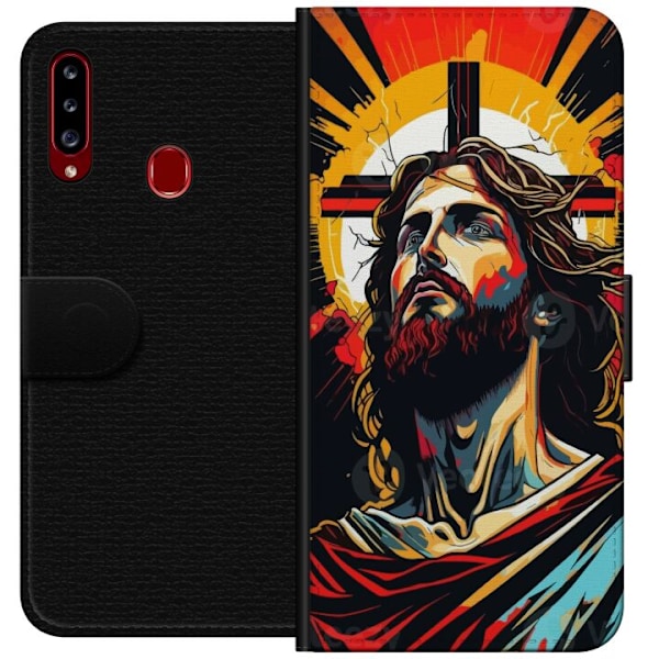 Samsung Galaxy A20s Lompakkokotelo Jeesus ja Kortti - uskonnol