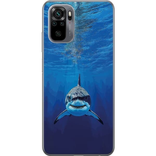 Kompatibelt Mobildeksel til Xiaomi Redmi Note 10 Nærbilde av en hvithai under havoverflaten blå