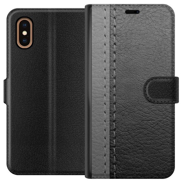 Apple iPhone XS Max Plånboksfodral Black & Grey Leather