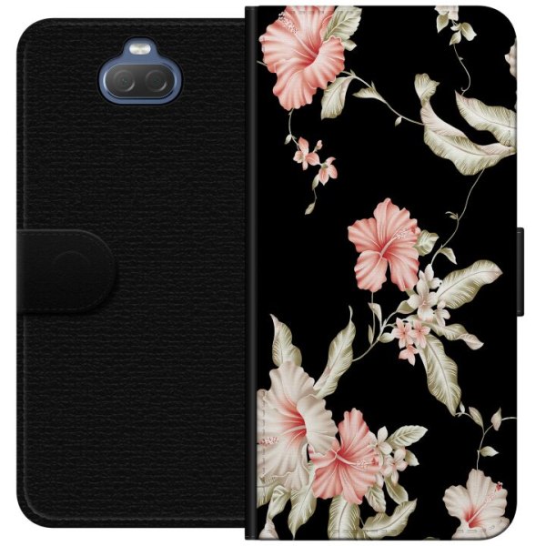 Sony Xperia 10 Plus Plånboksfodral Floral Pattern Black