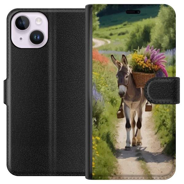 Apple iPhone 15 Lompakkokotelo Aasi Eläinaihe Rauhallinen Suunnittelu Luontoaihe Suosittu Koristelu Huumori Graafinen Eläinteema Eksoottinen