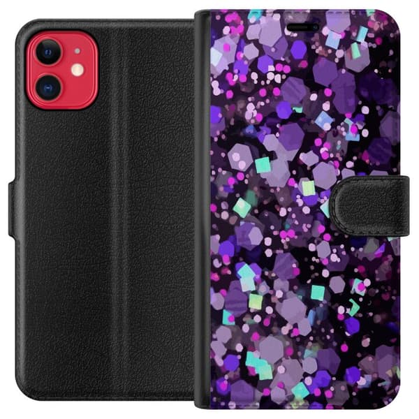 Kompatibel Tegnebogsetui til Apple iPhone 11 Lilla Glitter