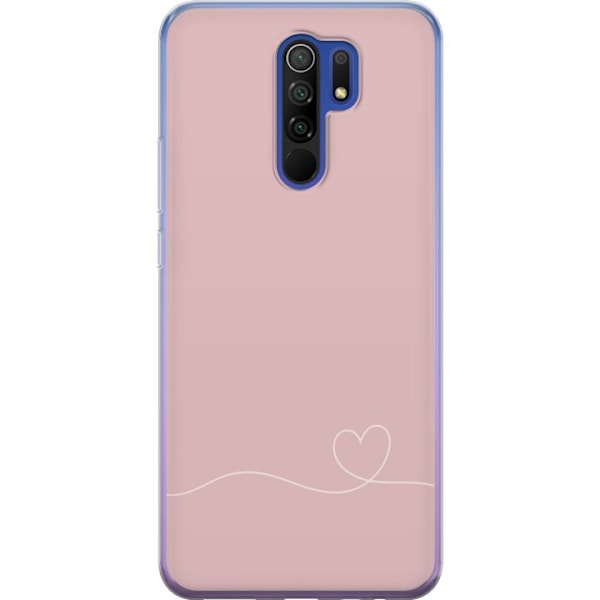 Xiaomi Redmi 9 Gennemsigtig cover Lyserød Hjerne Design