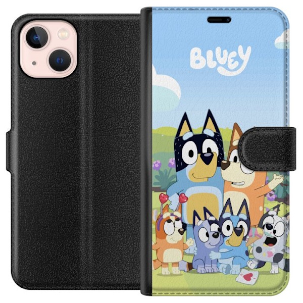 Apple iPhone 13 Lompakkokotelo Bluey puhelinkotelo koko perheen kanssa värikkäässä suunnittelussa