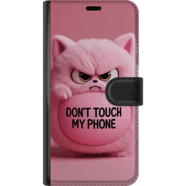 Kompatibel Tegnebogsetui til Google Pixel 11 Vred lyserød kat med tekst - kattemotiv i lyserøde nuancer pink
