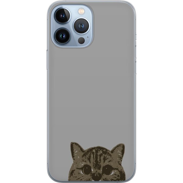 Apple iPhone 13 Pro Max Genomskinligt Skal Grå Kattblick – stilren kattdesign med grå bakgrund