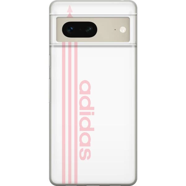 Kompatibelt Mobildeksel til Google Pixel 7 Rosa minimalistisk typografisk design med vertikale striper og tekst på hvit bakgrunn hvit