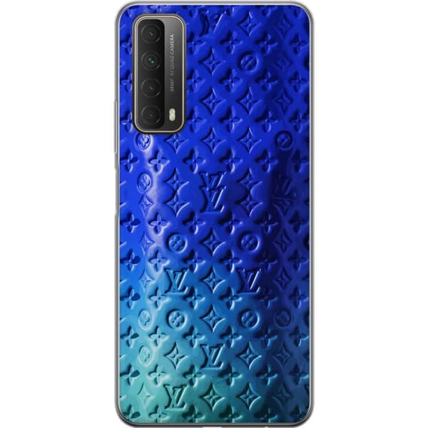 Kompatibelt Mobildeksel til Huawei P smart 2021 Blått luksuriøst monogrammønster med elegant preget tekstur blå