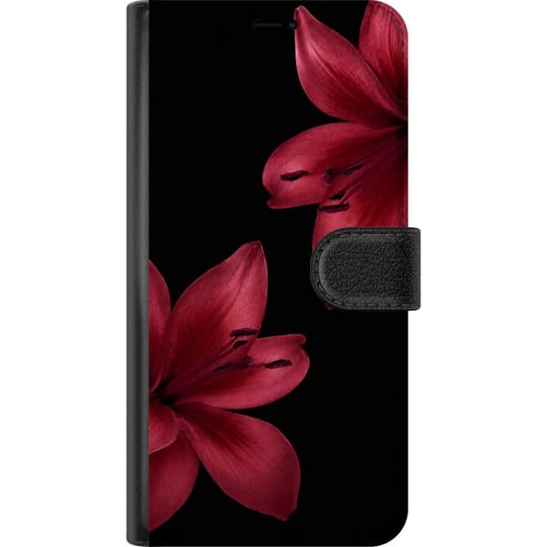 Kompatibel Tegnebogsetui til Samsung Galaxy A23 Sort liljegrafik sort