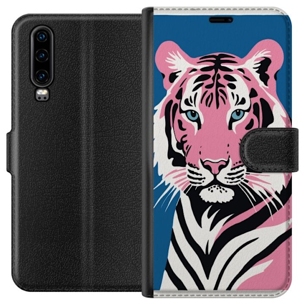 Huawei P30 Tegnebogsetui Eftertænksom Tiger