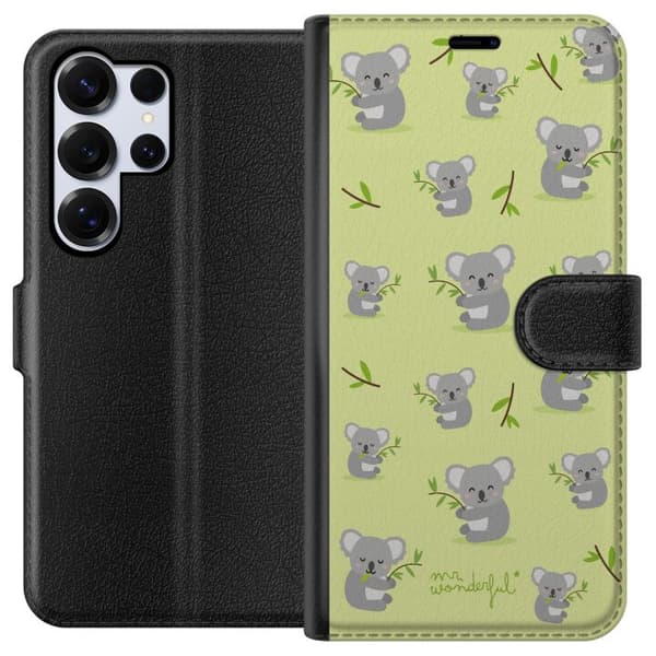 Kompatibel Tegnebogsetui til Samsung Galaxy S26 Ultra Legende mønster med søde grå koalaer og grønne eukalyptusgrene grøn