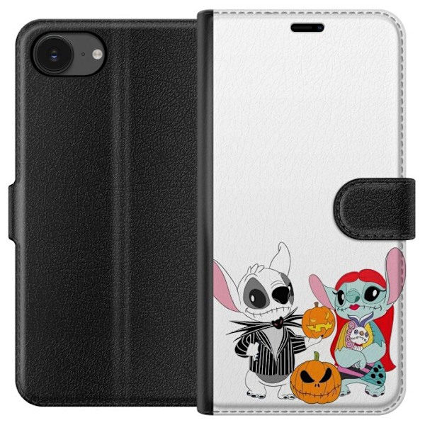 Apple iPhone 16e Lompakkokotelo Stitch perhe addams