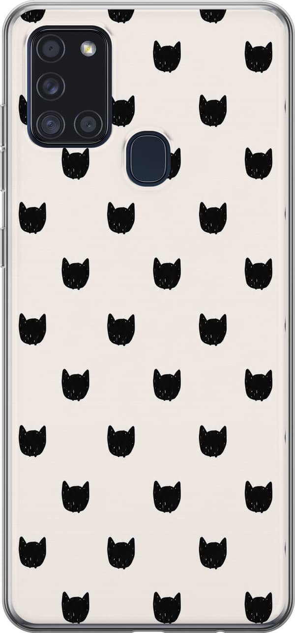 Kompatibelt Mobildeksel til Samsung Galaxy A21s Beige kattgrafikk beige