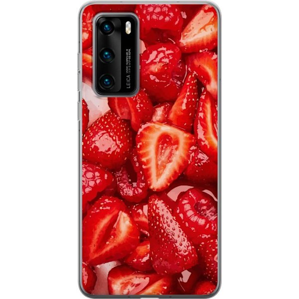 Huawei P40 Genomskinligt Skal Jordgubbsmönster – sött motiv med sommarkänsla