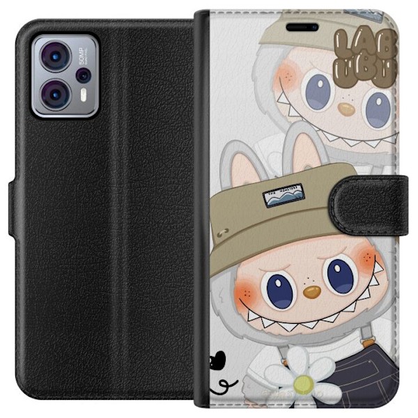 Motorola Moto G23 Tegnebogsetui Labubu Minimal Mood - Enkel og stilren monsterdesign