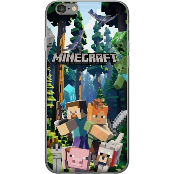 Apple iPhone 6 Läpinäkyvä kuori Minecraft-matkapuhelinkotelo metsällä ja pikselityylisillä hahmoilla