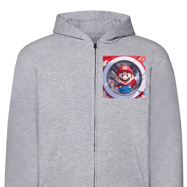 Zip-Hoodie | Hættetrøje med Lynlås til Voksne Mario grå M