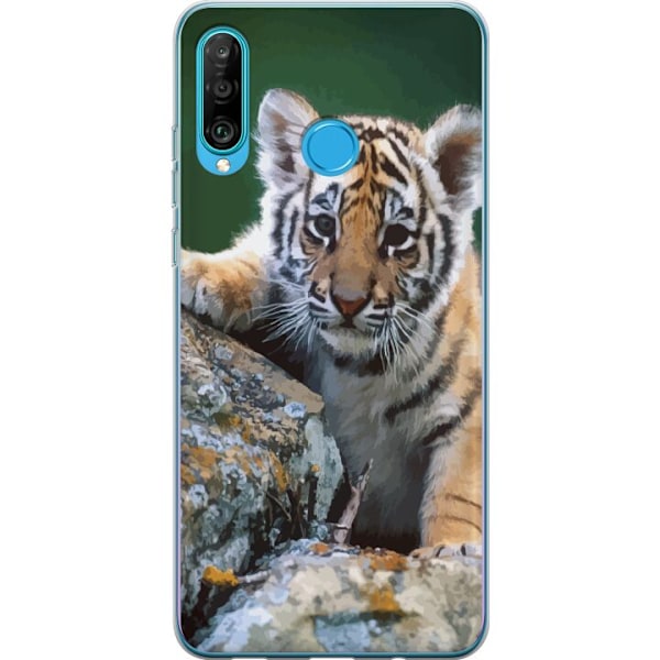 Huawei P30 lite Genomskinligt Skal Tiger