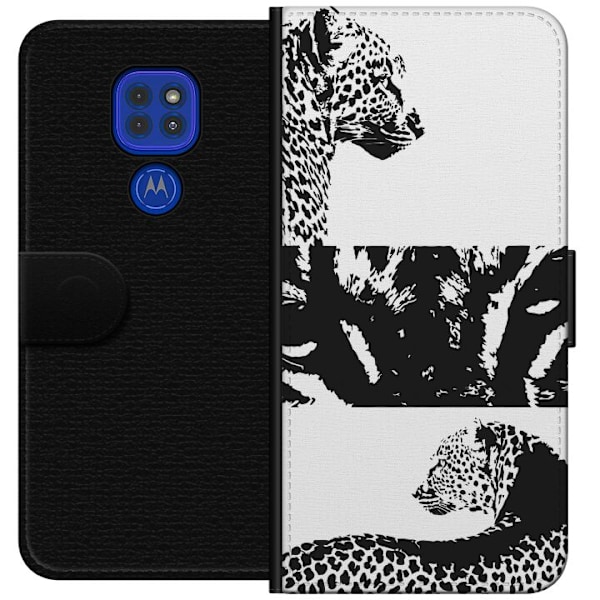Motorola Moto G9 Play Tegnebogsetui Leopard Faces