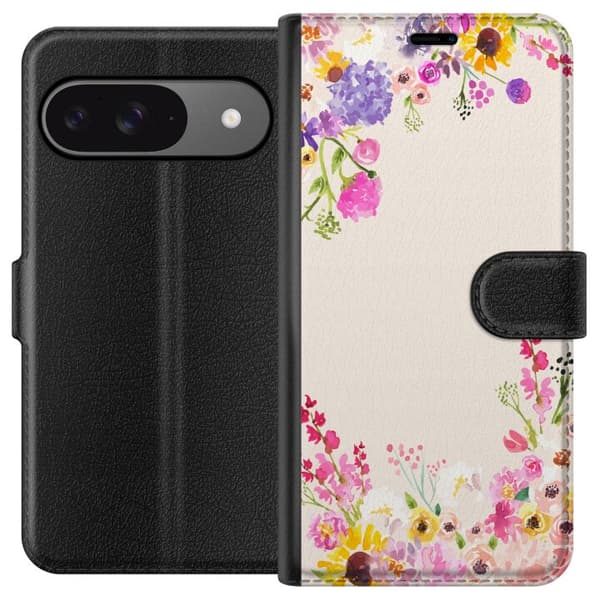 Kompatibel Tegnebogsetui til Google Pixel 9 Blommig akvarellram