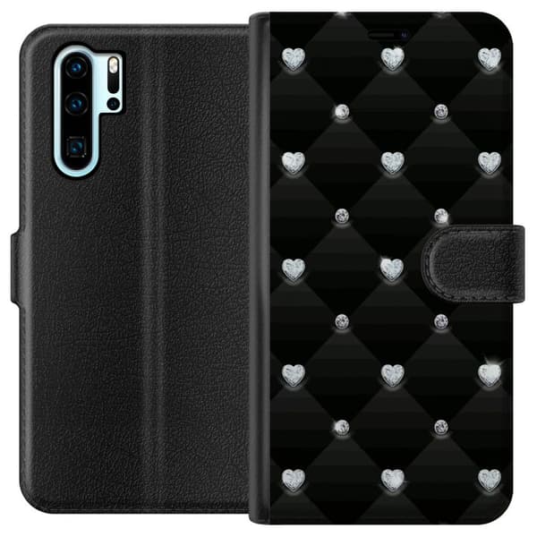 Kompatibelt Lommeboketui til Huawei P30 Pro Bling Hjerte