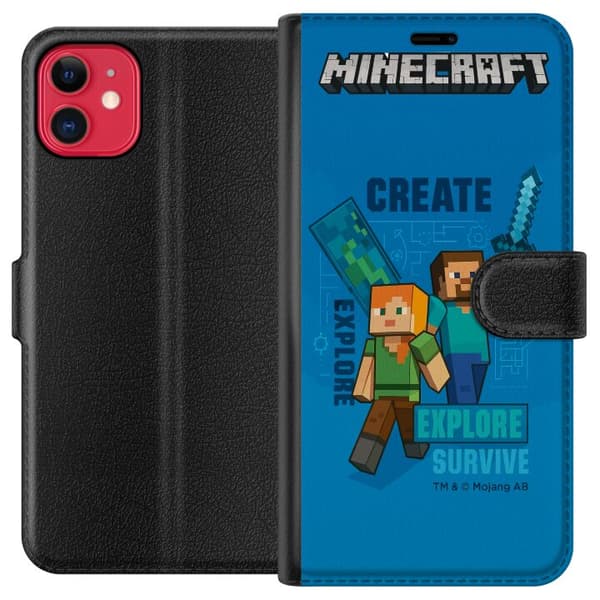 Kompatibel Tegnebogsetui til Apple iPhone 11 Minecraft Huler
