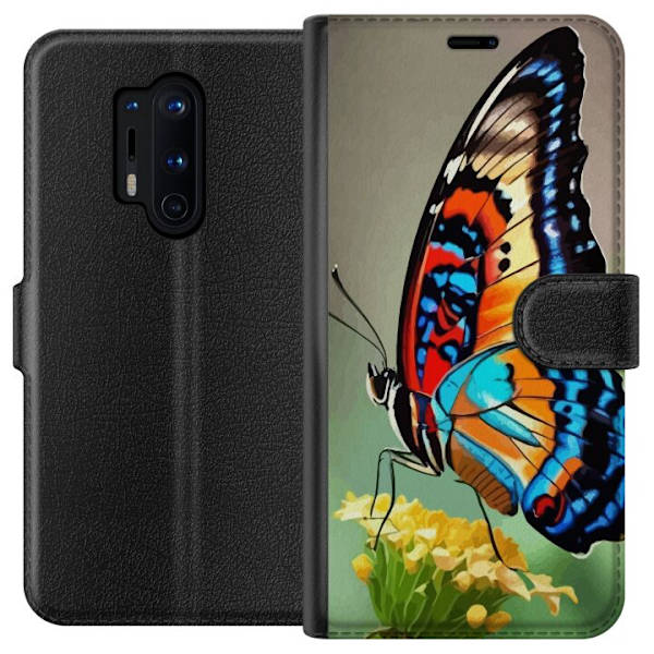OnePlus 8 Pro Plånboksfodral Fjäril Natur Sommar Motiv Vingar Färgstark Design Populär Dekor Grafiskt Exotiskt Tema