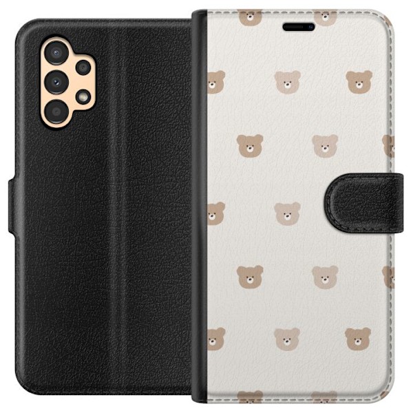 Samsung Galaxy A13 Lompakkokotelo Teddy-tausta - söpöt teddykarhut pehmeällä taustalla