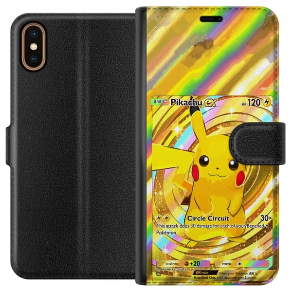 Kompatibelt Lommeboketui til Apple iPhone X Gullig Pikachu EX samlebilde med regnbueeffekter gull
