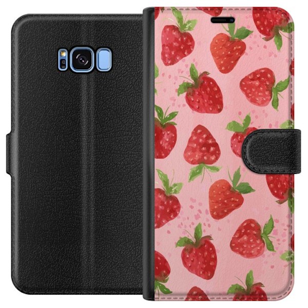 Samsung Galaxy S8 Tegnebogsetui Jordbærdrømme - Retro-stil jordbærmønster