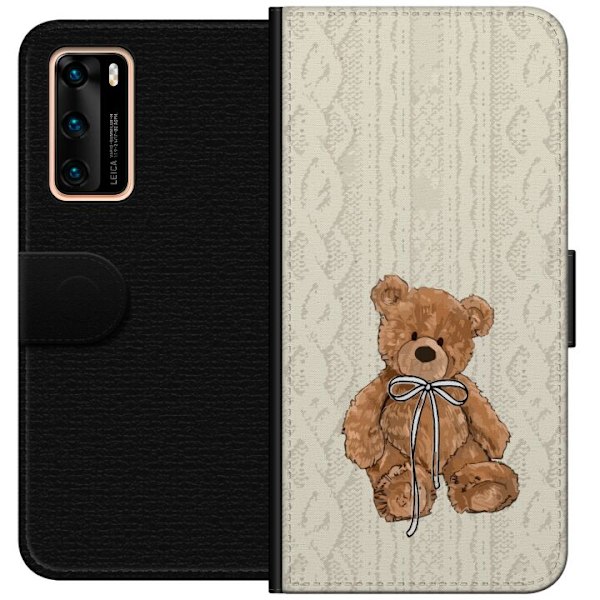 Huawei P40 Lommeboketui Liten Bamse – klassisk bamse i enkel