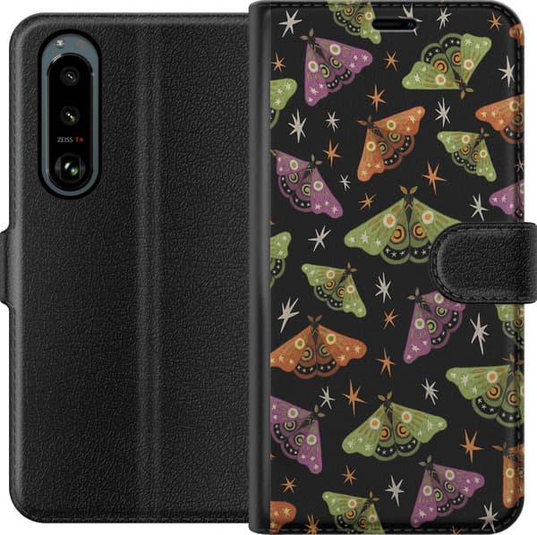 Kompatibel Tegnebogsetui til Sony Xperia 5 III Sort sommerfuglegrafik sort