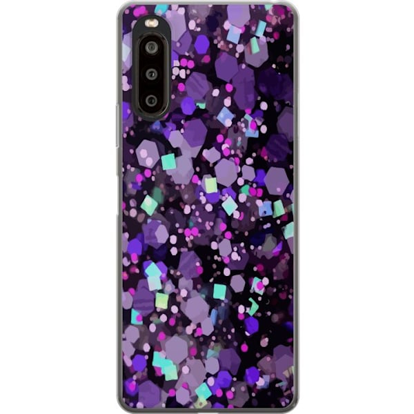 Sony Xperia 10 II Gennemsigtig cover Lilla Glitter