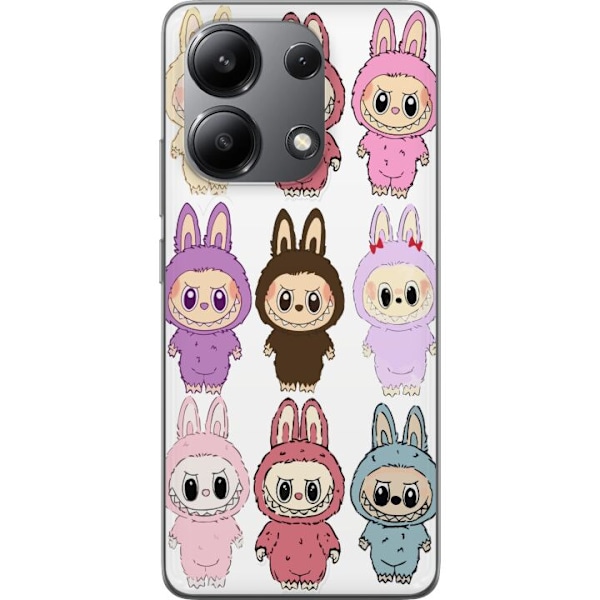 Xiaomi Redmi Note 13 4G Gjennomsiktig deksel Labubu Pink Monst