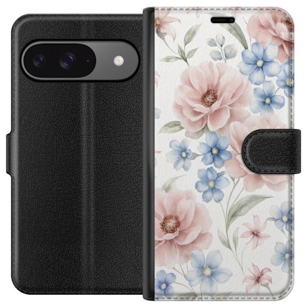 Google Pixel 9 Lompakkokotelo Romanttiset kukat
