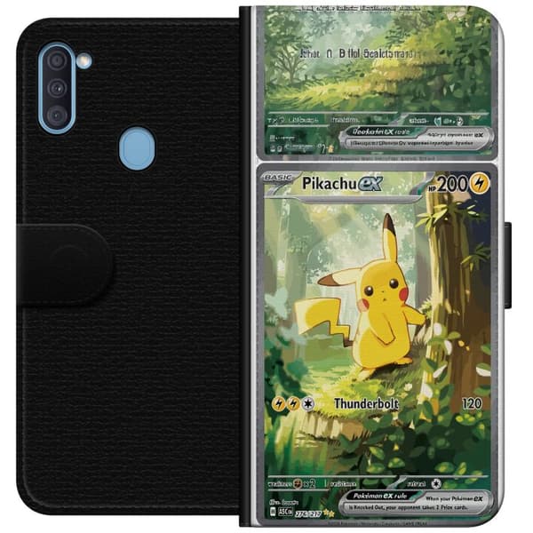 Kompatibel Tegnebogsetui til Samsung Galaxy A11 Pikachu grøn