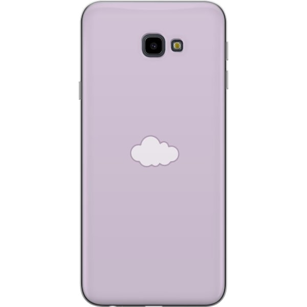 Samsung Galaxy J4+ Genomskinligt Skal Lila Moln – minimalistiskt moln på lila bakgrund