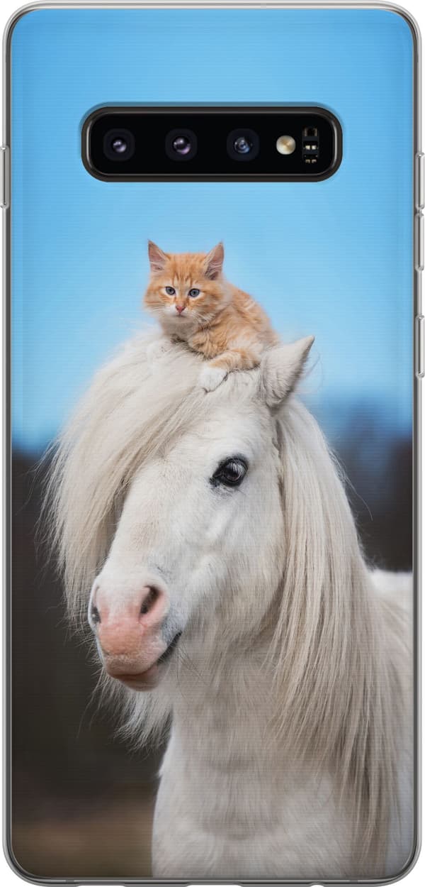Kompatibelt Mobilskal till Samsung Galaxy S10 Häst & Katt